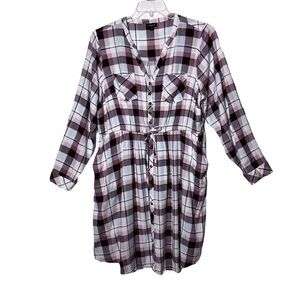 Torrid | Plaid Challis Split Neck Shirt Dress, Size 1 (1X)
